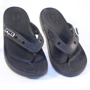 Crocs Unisex M10 W12 Black Flip Flop Thong Slip On Classic Comfort Sandal 207713